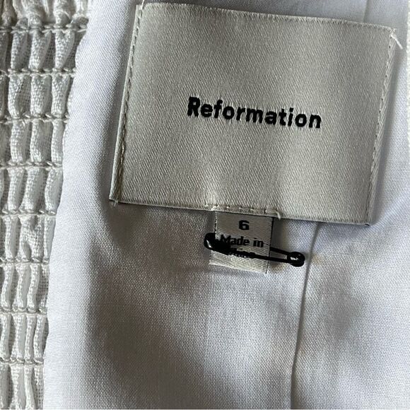 NEW Reformation Coucou Linen Midi Dress White Classic Pleated Size 6 - Picture 6 of 11